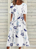 Boho Floral Print Loose Flowy Long Dresses