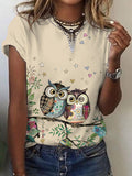 Women’s Summer Owl Print Short Sleeve T-Shirt Color / S