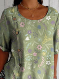 Sweet Meadows Floral Pattern Printed Women’s Casual Cotton Shirt