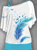 Women's  F eather Butterfly  Artistic Casual Tops