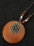 Women’s Ethnic Style Wood And Alloy Long Chain Necklace Snowflake / Onesize