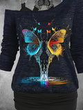 Women's Butterfly Art Design Two Piece Suit Top