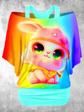 Women's   Animal  Rainbow And Rabbit T-shirt