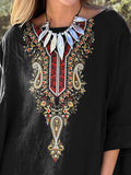 Women’s Vintage Ethnic Pattern Art Print Casual Cotton And Linen Shirt