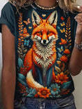 Fox   Floral Art Casual T-shirt