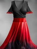 Women's Black and Red Gradient Case Dress