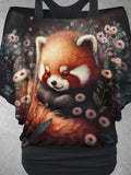 Women's Cute Red Panda Art Design Two Piece Suit Top