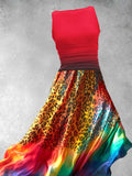 Women's Leopard Gradient Rainbow Artistic Dress