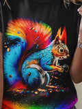 Squirrel Rainbow Artistic Casual T-shirt