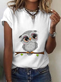 Women’s Summer Owl Print Short Sleeve T-Shirt Color / S