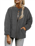 Women’s Solid Color Cotton Jacket With Pockets Darkgray / S