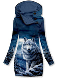 Women's Winter Wolf Art Design Casual Sweatshirt