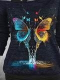 Women's Butterfly Art Design Two Piece Suit Top