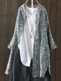 Spring Vines Pattern Printed Women’s Loose Casual Top Jacket Blue / S