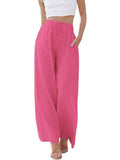 Women's Solid Color Loose Elegant Casual Simple Cotton And Linen Pants