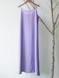 Women’s Cotton And Linen Light Weight Summer Inner Camisole Dress Purple / M