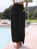 Women's Solid Color Loose Elegant Casual Simple Cotton And Linen Pants