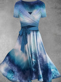 Women's Summer Tie Dye Gradient Art Two Piece Dress