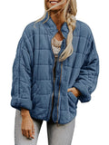 Women’s Solid Color Cotton Jacket With Pockets Blue / S