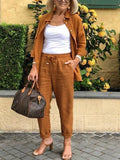 Women’s Retro Style Cotton And Linen Set Amber / S