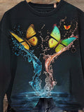 Women's Butterfly Print Casual Long Sleeve Sweatshirt