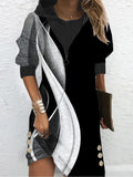 Women's Black And White Linear Art Maxi Dress