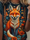 Fox   Floral Art Casual T-shirt