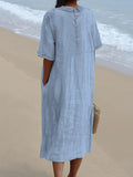 Women’s Pocket Linen Dress（Convertible Dress With Front And Back Option）