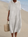 Women’s Pocket Linen Dress（Convertible Dress With Front And Back Option） White / S