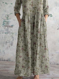 Women’s Elegant Floral V-Neck Cotton Dress