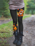 Women’s Casual Cute Maple Leaf Fox Fashion Print Leggings Colorful / S