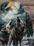 Cool Wolf Art Print Casual Hoodie Sweatshirt