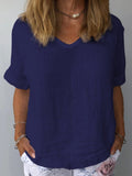 Women’s Cotton & Linen Casual Top Dark Blue / S