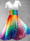 Women's Rainbow Polka Dot Art Casual Maxi Dress