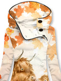 Women's Cute Baby Highland Cow Maple Leaf Aesthetic Art Casual Print Sweatshirt