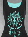 Women's Sun Moon Star Totem  Art Design Tank Top