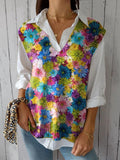 Summer Chrysanthemum Repeat Pattern Printed Women’s Versatile Knitted Vest Multicolor / S