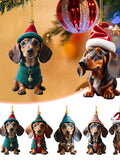 Christmas Cute Dachshund Flat Creative Gift Decorative Pendant