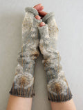 Women's Knit Vintage Christmas Gift Dandelion Art Printing Fingerless Gloves