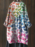 Rainbow Ombre Butterfly Pattern Printed Women’s Loose Casual Top Jacket