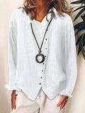 Women’s Cotton & Linen Casual Long Shirt White / S