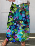 Summer Forest Art Printed Women’s Linen Pocket Skirt Multicolor / S