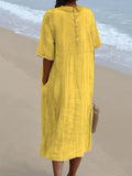 Women’s Pocket Linen Dress（Convertible Dress With Front And Back Option）