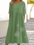 Dandelion Boho Floral Print Loose Flowy Long Dresses Green / S