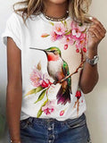 Bird Flower Artistic Casual T-shirt