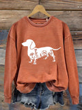 Funny Dachshund Print Casual  Sweatshirt