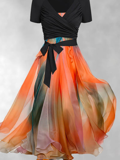 Women's Tie Dye Art Print Two Piece Dress