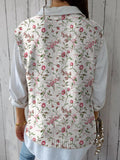 Petite Pink Rose Pattern Printed Women’s Versatile Knitted Vest