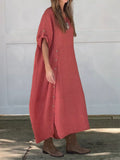 Women’s Linen Cotton Dress Red / S