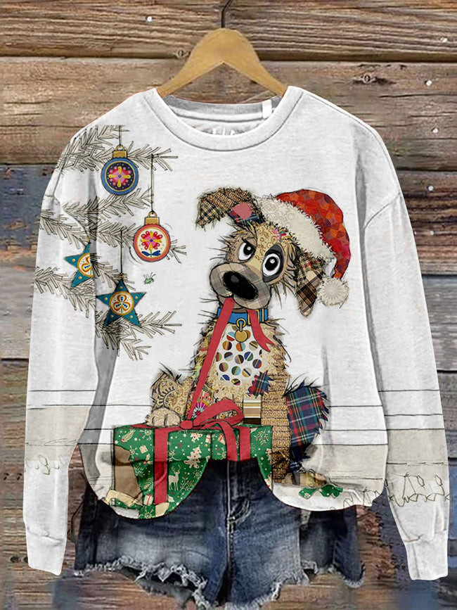 Women's Casual Aute Puppy Art Print Sweatshirt